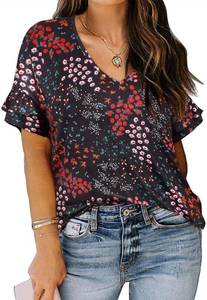 lot 31351 image: TIYOMI Plus Size Women Tops Ruffle Shirt Short Sleeve V-Neck XL