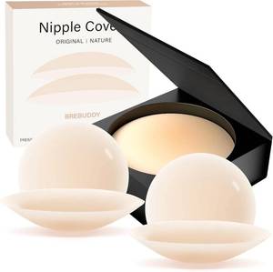lot 31473 image: Nipple Covers for Women 2 Pairs Reusable Silicone Adhesive Pasties with Case