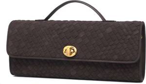 lot 31491 image: Suede Woven Bag for Women - Mixed-Weave Shoulder Handbag & Crossbody Clutch