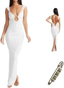 lot 31492 image: V Neck Sleeveless Maxi Dress, Backless Slip Party Dress small