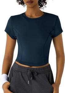 lot 31493 image: Womens Athletic Tops Short Sleeve Cropped Slim-Fit Gym T-Shirt Running large