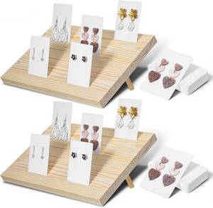 lot 31499 image: 62 Pcs Wooden Earring Display Stand with Cards   Vintage Jewelry Display