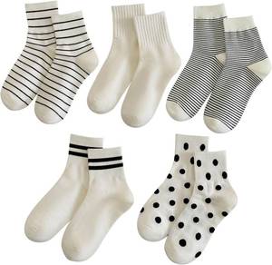 lot 31547 image: MarJunSep Womens Striped Socks - Ankle Crew, Ribbed, Cotton, Fashion Socks size 4-9