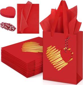 lot 31569 image: MIMIND 24 Pack Valentines Day Gift Bags with Handles, Gold Foil Hearts