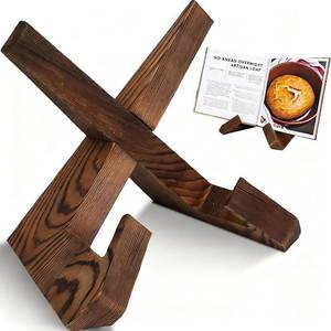 lot 31593 image: Wooden Cookbook Stand for Kitchen - Rustic Adjustable Foldable Recipe Holder