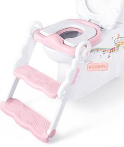 lot 31596 image: bebeleh Musical & Sound Toddler Potty Training Seat with Step Stool, Pink