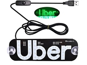 lot 31420 image: UBER LED Car Windshield Sign, with USB, Suction Cups