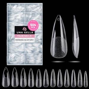 lot 5939 image: UNA GELLA Long Stiletto Gel Nail Tips 504PCS, Full Cover Pre-Etched
