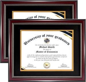 lot 5947 image: HOUSE DAY Diploma Frame 8.5x11 BlackGold Mat, Mahogany, 2 Pack