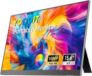 lot 5955 image: Yodoit 15.6 Laptop Monitor, FHD IPS, Built-in Stand, Dual Speakers