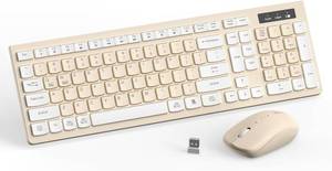 lot 5956 image: Wireless Keyboard and Mouse Combo Silent for Office and Home(Latte Color)