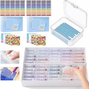 lot 5958 image: 100PCS Diamond Art Storage Containers, 2-in-1 Trays with Lids