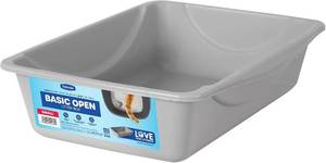 lot 5962 image: Petmate Basic Open Plastic Cat Litter Pan, Gray, Small