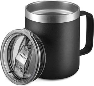lot 5963 image: 12 oz Insulated Travel Coffee Mug with Handle, Black