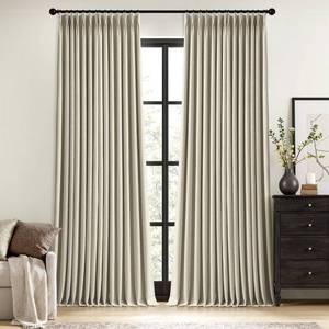 lot 5985 image: MIULEE Burlywood Birch Pinch Pleated 100% Blackout Curtains 40x84 Inches