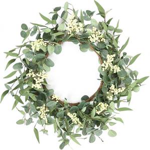 lot 5989 image: Pinkpum 20 Eucalyptus Wreath for Front Door Porch Decor, Spring Summer