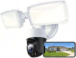 lot 6002 image: PTZ Floodlight Camera, 360  Auto-Tracking, 1080P, Night Vision, Weatherproof