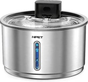 lot 6003 image: NPET Cordless Cat Water Fountain Stainless Steel, 1Gallon for Cats Indoor