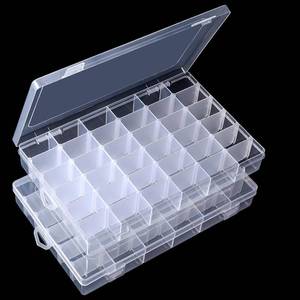 lot 6020 image: Gospire 2PCS 36 Grids Clear Plastic Jewelry Box Organizer Storage Container