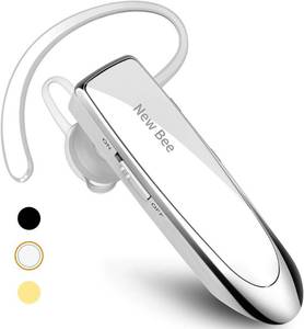 lot 6051 image: New Bee Bluetooth Earpiece V5.0 Wireless Headset with Mic (White)