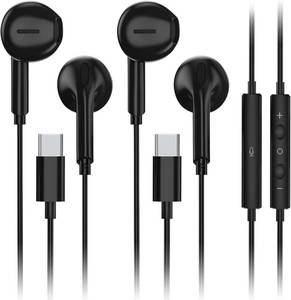 lot 6064 image: 2 Pack USB-C Earbuds for iPhone 171615 Pro Max & Galaxy with Microphone