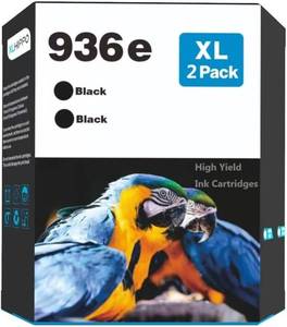 lot 6071 image: HP 936e Black Ink Cartridge for OfficeJet Pro 91209130 2-Pack  1 Pack Opened