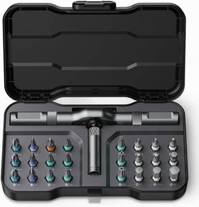 lot 6077 image: Bomivoi 24-in-1 Magnetic Screwdriver Set with Detachable Ratchet Handle Case Cam
