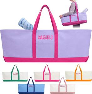 lot 6087 image: Mahjong Tile and Rack Bag Tote, Canvas Case 31.5 x 12 x 4 in, Purple