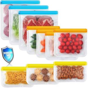lot 6089 image: 10 Pack Reusable Bags, Leakproof BPA Free   3 Gal, 3 Snack, 4 Sandwich