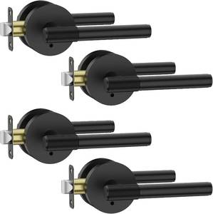 lot 6096 image: Asidrama 4 Pack Matte Black Privacy Interior Door Handles