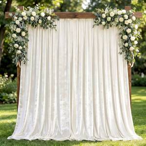 lot 6100 image: Hunnmingre 2 Pcs 5 X10 ft Ivory White Velvet Curtains Backdrop Drapes