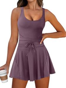 lot 6101 image: Caracilia Tennis Mini Dresses with Built-in Shorts Sleeveless Romper Small