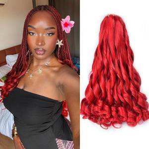lot 6104 image: French Curl Braiding Hair Red 16 Inch Loose Wave Curly Extensions
