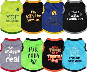 lot 6112 image: hoyuwak 8 Pieces Pet Shirts Funny Dog Printed Clothes Dog Sleeveless Vests M