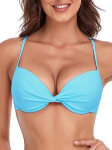 lot 6113 image: RELLECIGA Womens Underwire Bikini Top Push Up Swimsuit Top M