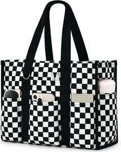 lot 6114 image: Becokan Large Tote Bag for Women, Waterproof, 12 Pockets, Top Zipper Closure