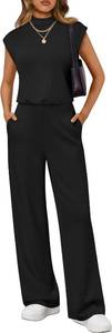 lot 6117 image: LILLUSORY Jumpsuit Women Mock Neck High-Waist Wide-Leg with Pockets XL