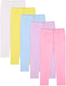 lot 6125 image: FEQO 5 Pack Toddler Girls Cotton Leggings Full Length Tight Pants 4T