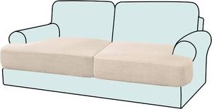 lot 6131 image: 2-Pack Stretch T-Cushion Sofa Slipcovers, Jacquard Fabric, for 2-Seater