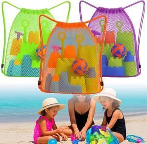 lot 6137 image: Palksky Beach Toys Bag 3-Pack Mesh Drawstring Sand Toy Bags