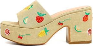 lot 6149 image: Womens Platform Wedge Mule Sandals, Raffia-Inspired 7.5
