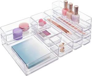 lot 6156 image: STORi SimpleSort 10-Piece Stackable Clear Drawer Organizer Set Made in USA