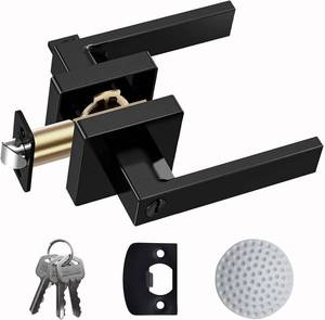 lot 6174 image: Matte Black Door Handle Heavy Duty, Keyed Alike Entry Door Lever