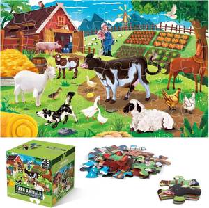 lot 6180 image: Jumbo Floor Puzzle for Kids,48 Piece Farm Animal Jigsaw Puzzle Ages 3-8
