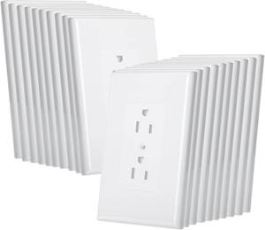 lot 6183 image: Bates- 1-Gang Duplex Wall Plate, 3.18x 4.98, 20 Pack White