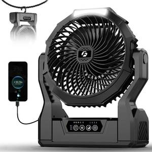 lot 6191 image: XZK 24000mAh Rechargeable Camping Fan, Battery Powered Portable Travel Fan&nbsp