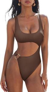 lot 6204 image: SUUKSESS Women One-Piece Swimsuit Tummy Control Cutout Backless L