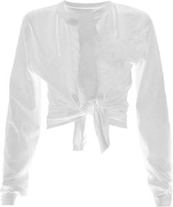 lot 6214 image: vblane Sexy Tie-Front Crop Top for Women, Long-Sleeve Graphic Tee Clubwear XL