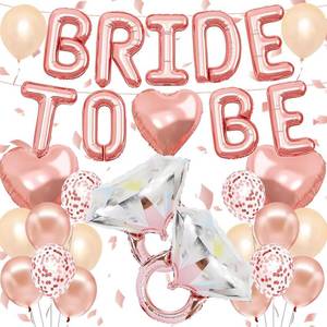 lot 6215 image: Pensar 30Pcs Bachelorette Party Bride-to-Be Banner & Rose Gold Balloons