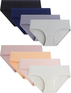 lot 6219 image: Adorel Teen Girls Underwear Cotton Panties Briefs Solid Color Pack of 8 L